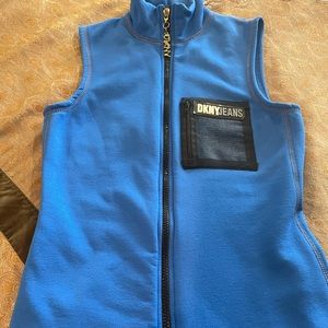 DKNY Jeans Fleece Blue Sports Vest With Zipper XS
